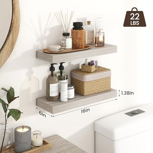 16 inch Grey Floating Shelves for Wall