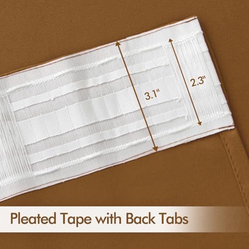 Golden Brown Back Tab Blackout Curtains 52x63 Inches Long 2 Panels (2 Count)