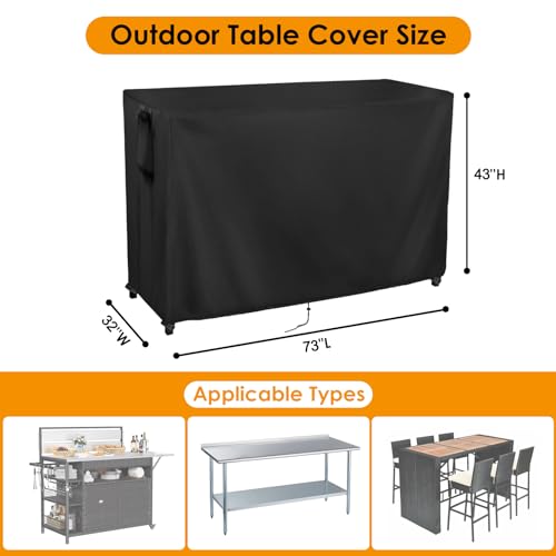 Outdoor Table Cover for Bar Height Table 73''L x 32''W x 43''H