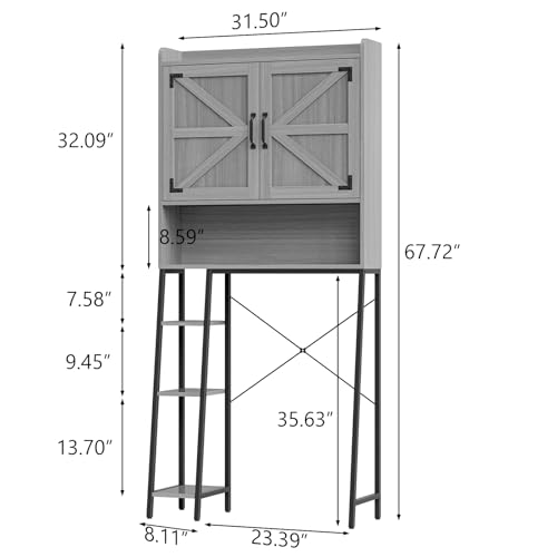 Farmhouse Over The Toilet Storage Cabinet with Barn Doors