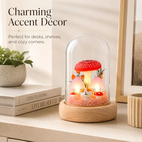 Mushroom Lamp in Glass Dome