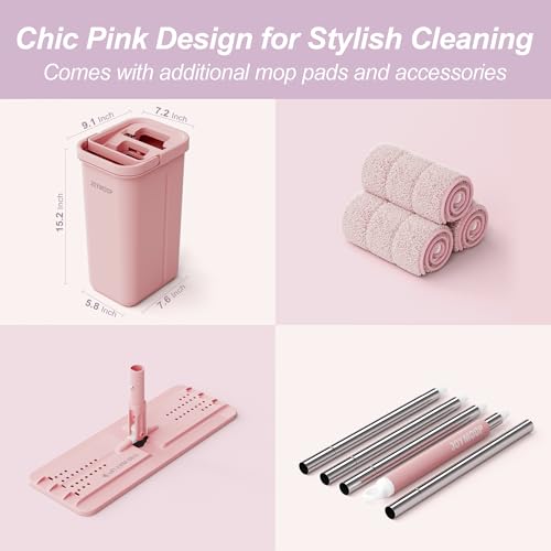 Pink Mop and Bucket with Wringer Set for Home
