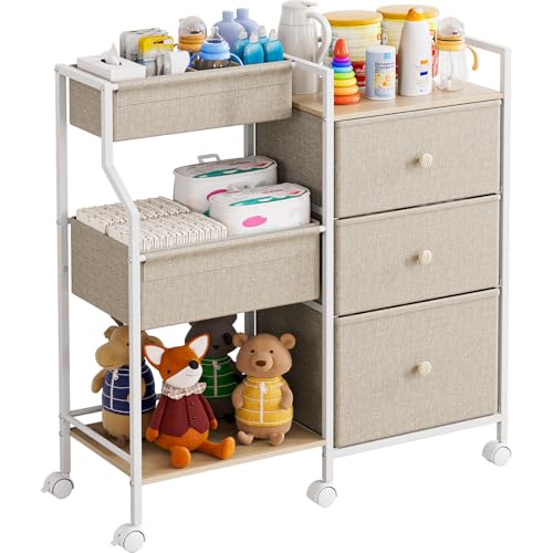 Baby Diaper Caddy Organizer Rolling Cart with Drawers (211.2 Ounce)