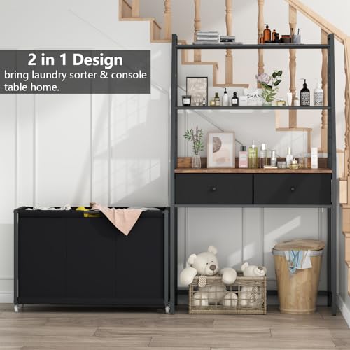 Laundry Hamper Laundry Basket with 3 Section Pull
