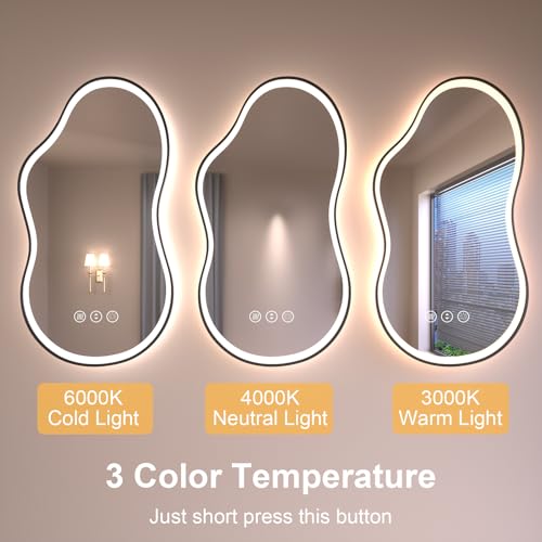 24''x36'' Irregular LED Bathroom Mirror with Lights & Black Frame