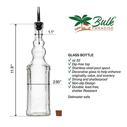 Large Clear Decorative Glass Bottle with Spout and Cork