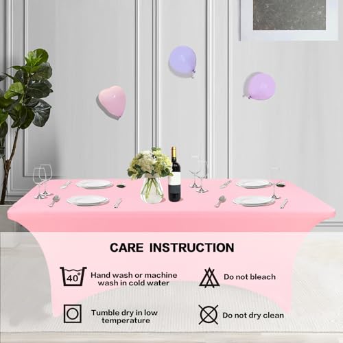 6FT Table Cloth for Rectangular Spandex Light Pink Table Cover
