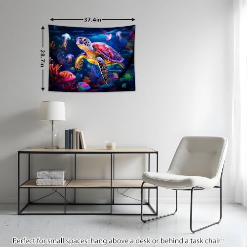 Blacklight Turtle Tapestry 37x29in