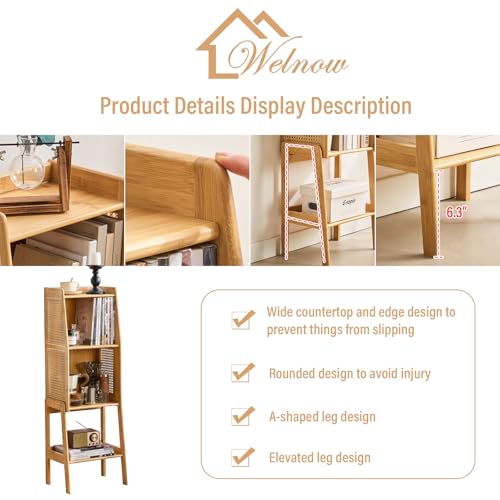 Bamboo Rattan Bookcase with Cabinet