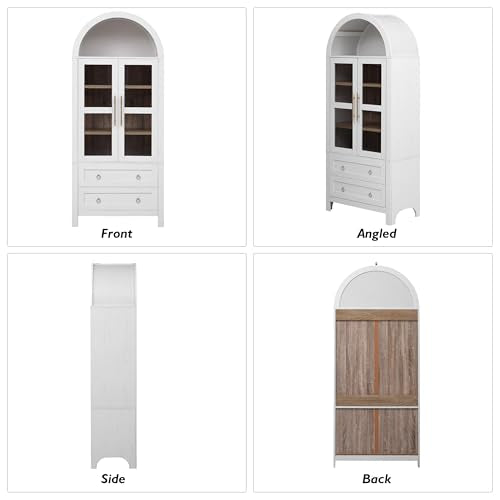 71" Arched Storage Cabinets with Glass Doors