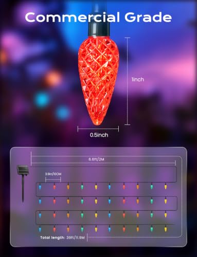 Solar Operated C6 Strawberry String Lights
