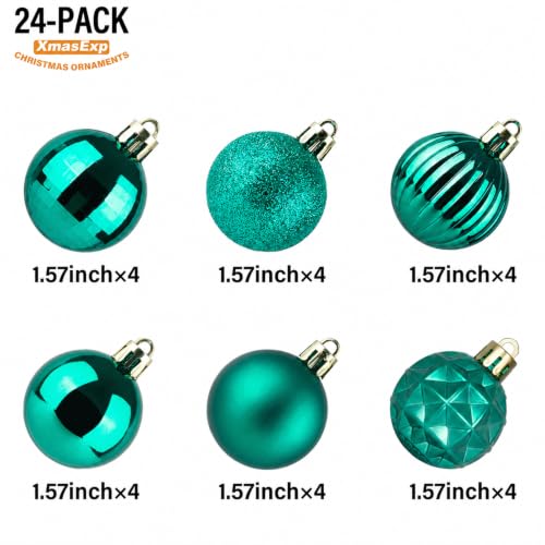 24ct Green Christmas Ornaments for Tree Decorations (24 Count)
