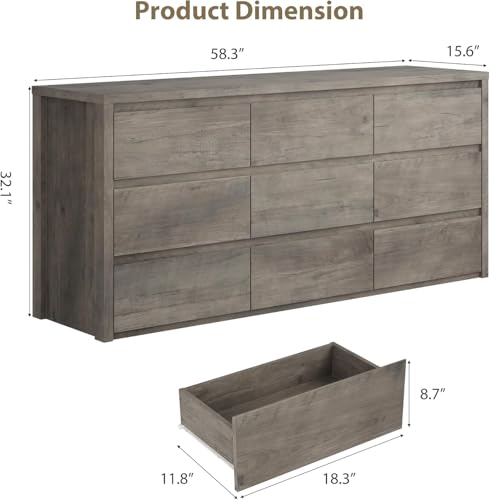 9 Drawer Dresser for Bedroom