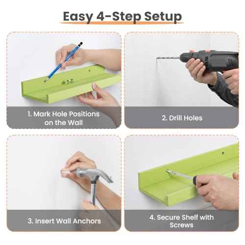 Floating Shelves for Wall Decor Storage (6 Count)
