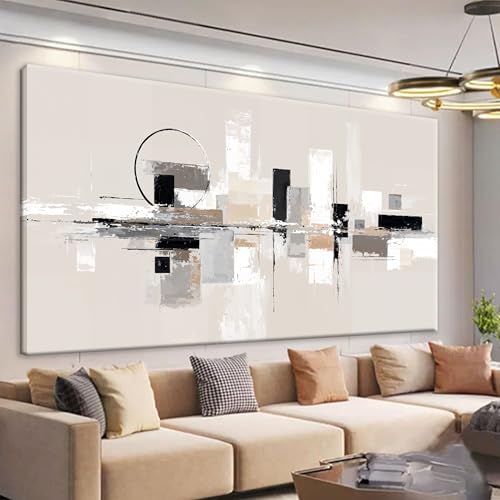 Large Abstract Wall Art For Living Room Painting Black White Wall Art Prints Minimalist Grey Brown Abstract Art Modern Canvas Art Wall Decor Picture For Bedroom Office Home Decoration 39" × 78"