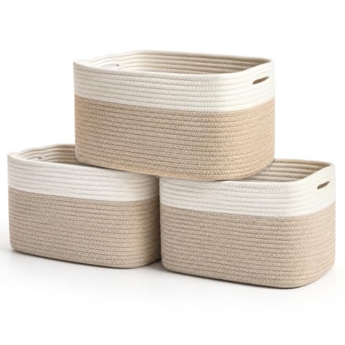 Cotton Rope Baskets for Shelves (3 Count)