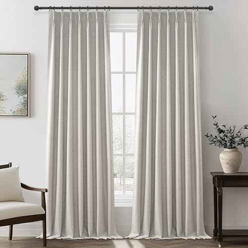 Natural Melange Taupe 120 Inch Extra Long Curtains for Living Room 2 Panels Set (2 Count)