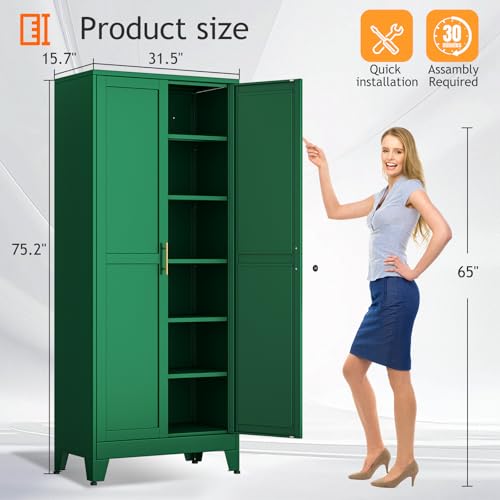 Kitchen Pantry Storage Cabinet with Doors and Adjustable Shelves