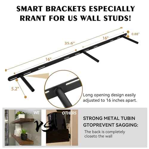 Wood Floating Shelves for Wall 60 inch Set of 2