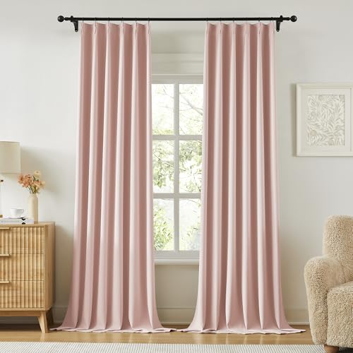 Baby Pink Pinch Pleat Blackout Curtains Drapes 96 Inches Long for Girls Bedroom (2 Count)