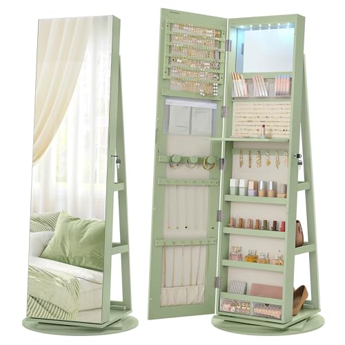 6 LEDs Mirror Jewelry Cabinet Organizer