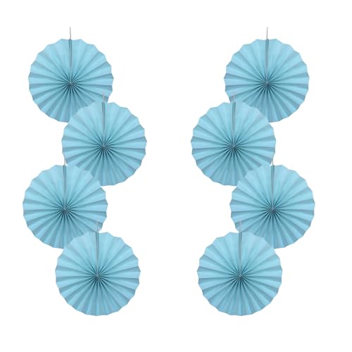 Baby Blue Party Decorations Light Blue Hanging Round Paper Fans Set 12in (30 Count)