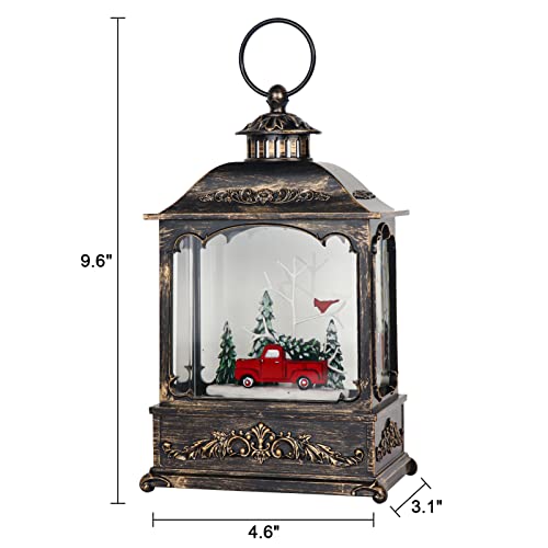 Christmas Car Snow Globe Lantern Water Swirling Glitter with Timer
