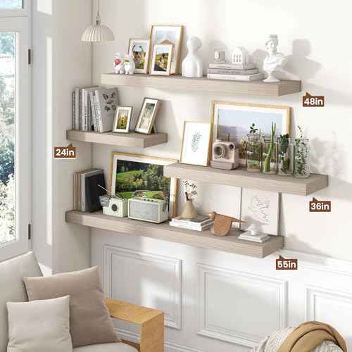 Floating Shelves 55.1" W x 10.3" D Grey Set of 1