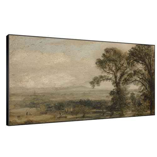 24"x46" Extra Large Framed Wall Art Vintage Landscape with Trees and Distant Horizon for Home Living Room Bedroom Decor