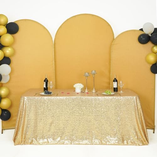 Sequin Tablecloth 50x72 Inch Light Gold for Wedding Party