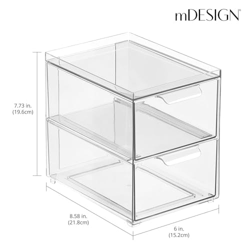 Stackable Storage Containers Box with 2 Pull (4 Count)