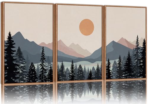 Boho Mountain Framed Canvas Wall Art Set of 3 (3 Count)