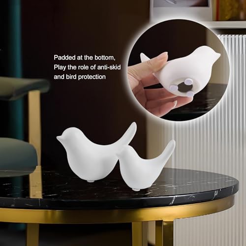 Small White Birds Statues Home Decor Modern Style Decorative Ornaments for Living Room Decor (2 Count)