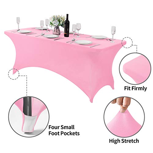 2Pack Spandex Table Cover for 6Ft or 4fT or 8ft Table Universal Fitted Stretch Tablecloth for Party (2 Count)