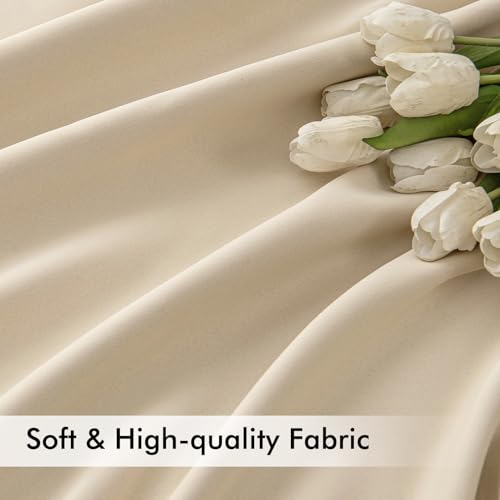 Cream Beige Back Tab Blackout Curtains 52x63 Inches Long 2 Panel Set (2 Count)