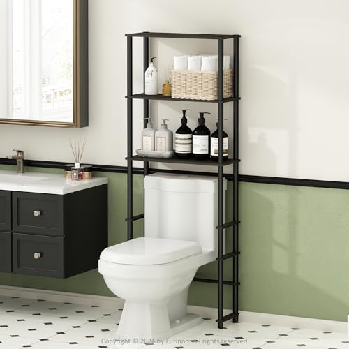 Turn-N-Tube Over The Toilet Storage, 3-Shelf Over The Toilet Organizer, Freestanding Space Saver Bathroom Shelf, for Bathroom Organizers and Storage, Black Espresso