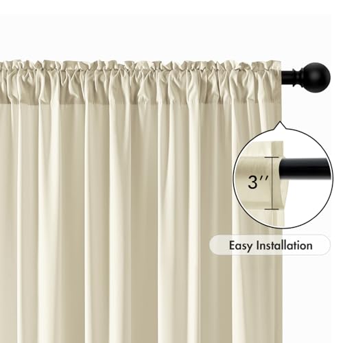 Cream Beige Privacy Sheer Curtains 2 Panels 42W x 96L (2 Count)
