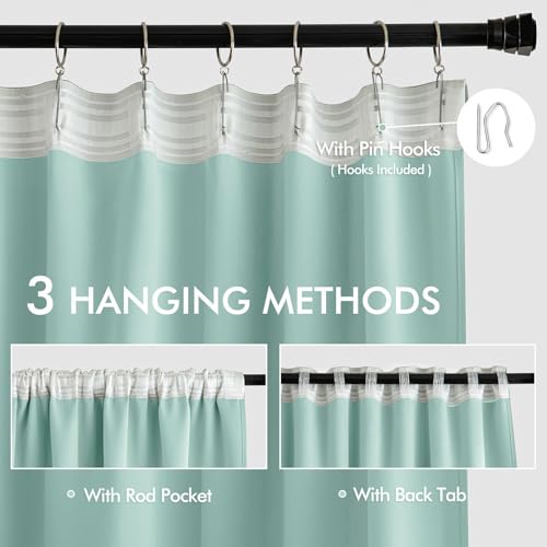 Aqua Back Tab Blackout Curtains 52x63 Inches Long 2 Panels Set (2 Count)