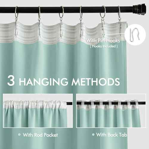 Aqua Back Tab Blackout Curtains 52x84 Inch Length 2 Panels Set (2 Count)