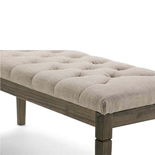 Waverly 48" Wide Linen Look Rectangle Ottoman in Natural