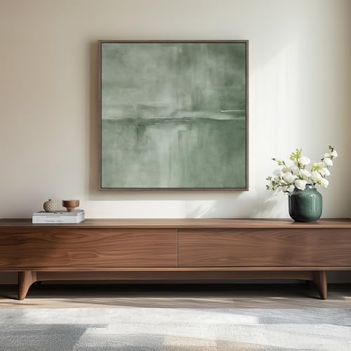 Framed Modern Green Abstract Wall Art Decor for Living Room