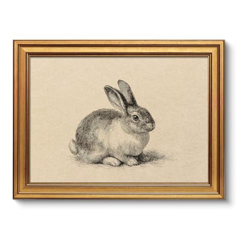Vintage Gold Framed Rabbit Wall Art Farmhouse Decor
