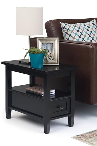 Warm Shaker 14" Wide Solid Wood Square End Table in Black