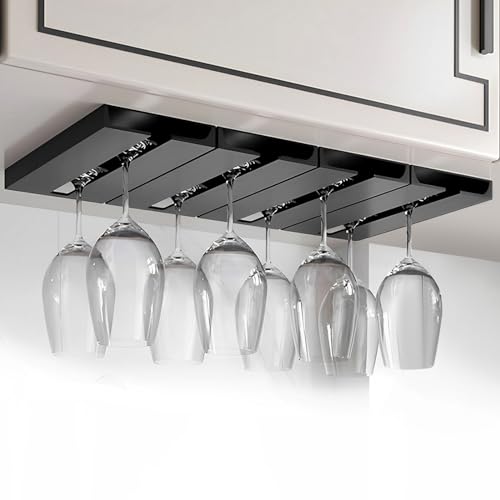 Wine Glass Holder Stemware Rack Hanger Under Cabinet or Counter for Bar (4 Count)