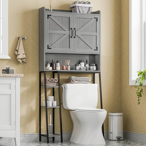 Farmhouse Over The Toilet Storage Cabinet with Barn Doors