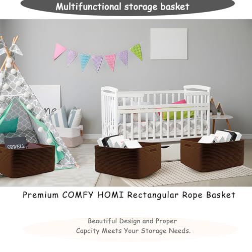 Cotton Rope Woven Basket with Handles for Shelves