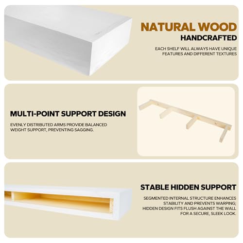 Floating Shelves 3 inch Thick for Wall Set of 2 (2 Count)