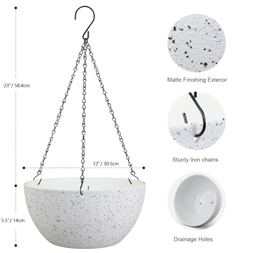 12 inch Large Hanging Planters for Indoor Outdoor Plants (2 Count)