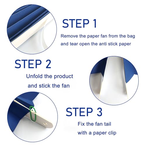 Blue Birthday Decorations DIY Blue Paper Fans Hanging Decoration 12in (30 Count)