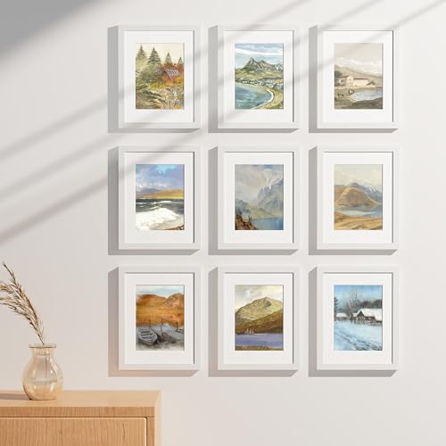 8.5x11 Picture Frames Set of 9 for Wall Mount or Tabletop (9 Count)